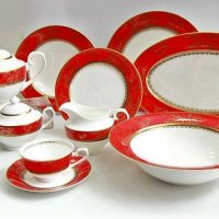 Червен комплект чинии - Лукс, за съдомиялна машина, снимка 5 - Коледни подаръци - 34808251