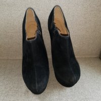 Черни велурени обувки на платформа, снимка 2 - Дамски обувки на ток - 37933562