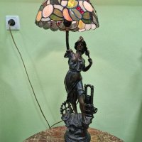 Прекрасна голяма антикварна френска фигурална лампа , снимка 2 - Антикварни и старинни предмети - 43685482