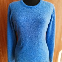 Синя пухена блуза, снимка 3 - Блузи с дълъг ръкав и пуловери - 43660293