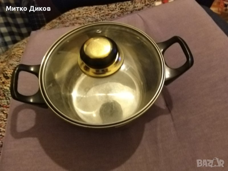 Telekom Germany Оригинал Тенджера с капак със златно покритие Н-170 фи-95 мм-2 литра, снимка 1