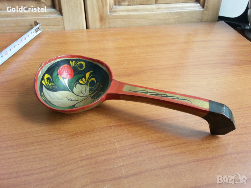 Руски дървен черпак лъжица хохлома, снимка 1