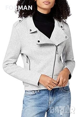 Яке от еластично плътно трико тънка вата в светлосив меланж, снимка 1