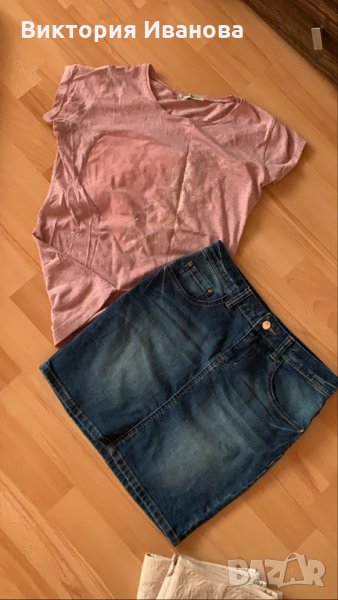 Дънкова пола и тениска , снимка 1