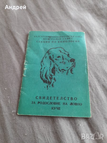 Старо свидетелство за родословие на ловно куче, снимка 1