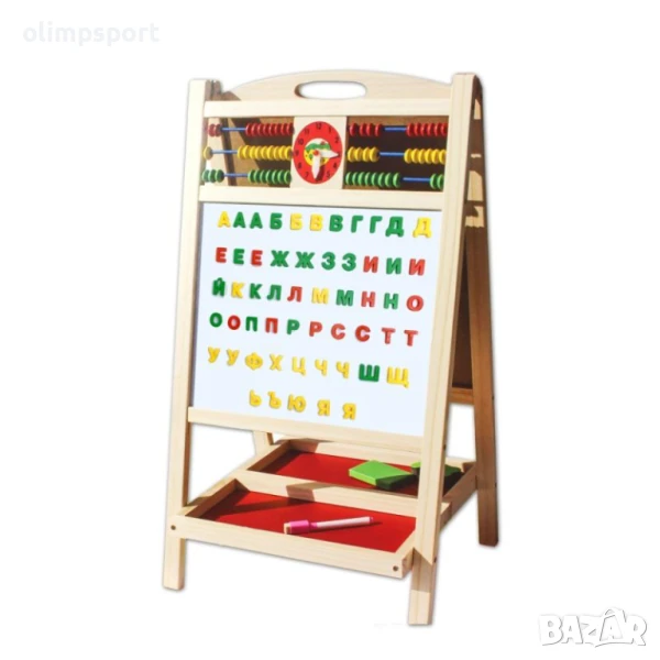 Магнитна дъска, 88 см, Двустранна, с 55 букви на кирилица /150860/, снимка 1