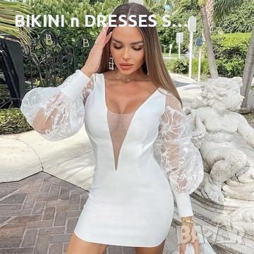 Уникална бяла рокля елегантна кръщене пайети дантела, снимка 1