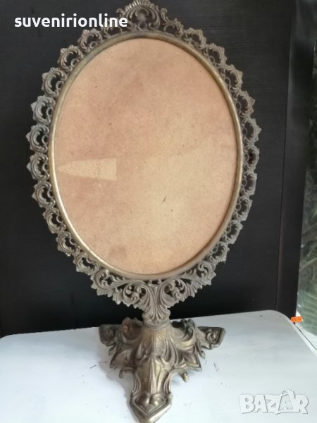 Старинна месингова рамка за огледало , снимка 1