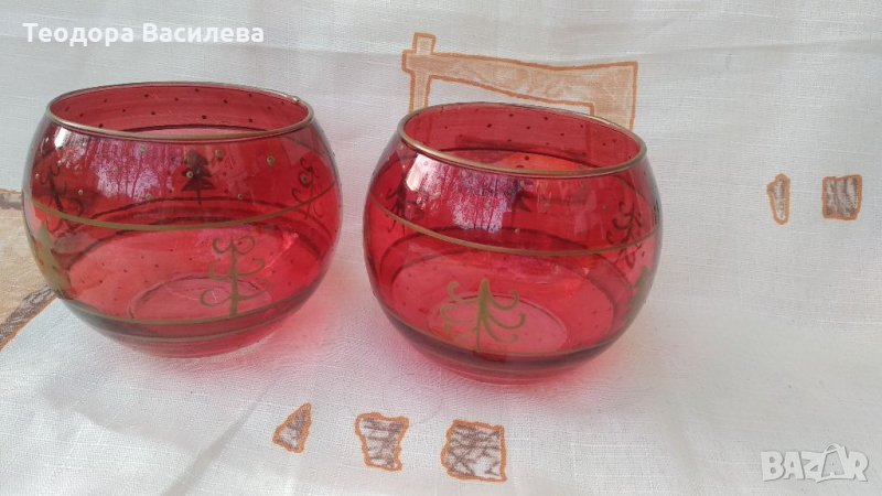 Коледен свещник цветно стъкло, снимка 1