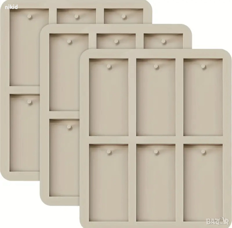6 правоъгълни правоъгълник таг табели тагове етикети модел 1 силиконов молд форма шоколад гипс, снимка 1