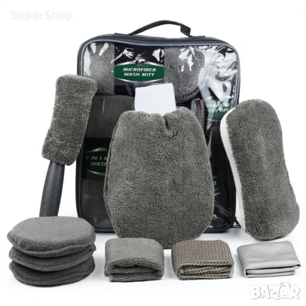 Професионален комплект за почистване на МПС кола автомобил – 9 части, снимка 1