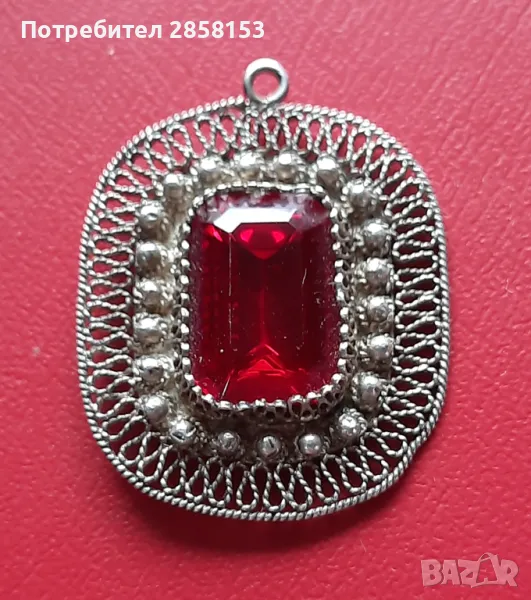 Старинен сребърен филигранен накит,Размер медальон, снимка 1