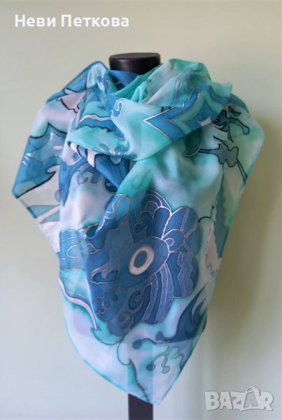 Рисуван копринен шал ВИТРАЖ 2, снимка 1