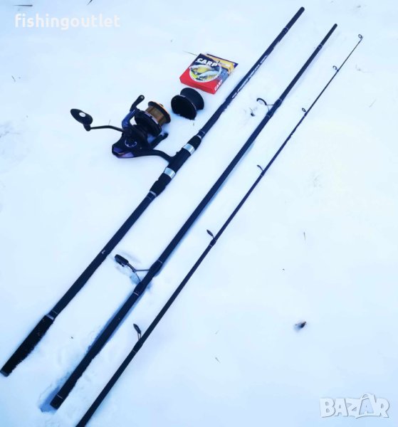 ТОП шарански комплект - въдица 3.60mt 4lbs,макара 10 лагера размер 9000 и корда 300мт, снимка 1
