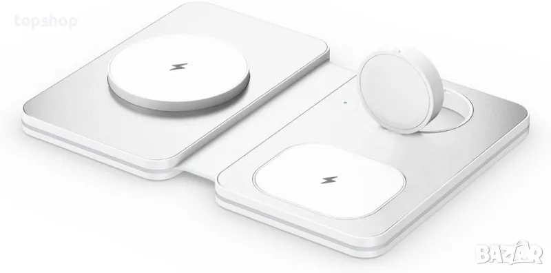 Сгъваема безжична зарядна станция, 3 в 1 съвместима с iPhone, iWatch и AirPods, снимка 1
