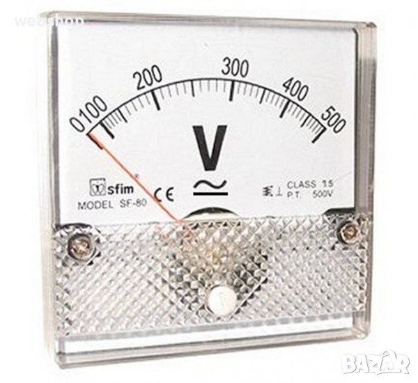 Волтметър SF-80, AC/DC, директен, 500V, Ф65mm, снимка 1