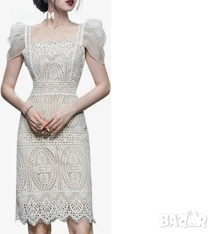 Рокля дантела,Дантелена рокля голям размер, Елегантна рокля, Официална рокля, Миди рокля, снимка 1
