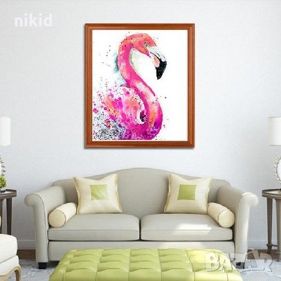 Фламинго диамантен гоблен картина мозайка за направа по схема с камъчета, снимка 1