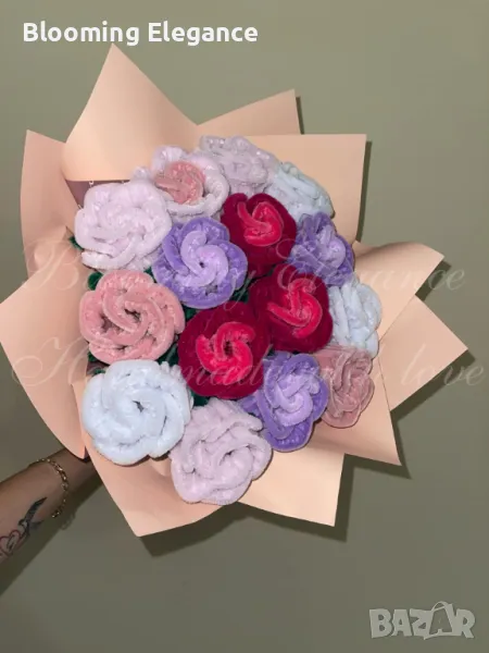 Вечни рози от плюшена тел, снимка 1