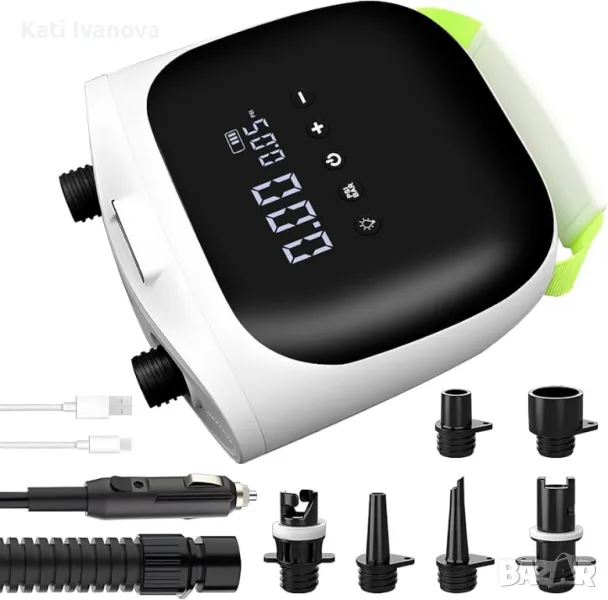 Преносима SUP въздушна помпа  0,5-20 PSI акумулаторна автоматична помпа за надуваема лодка, снимка 1