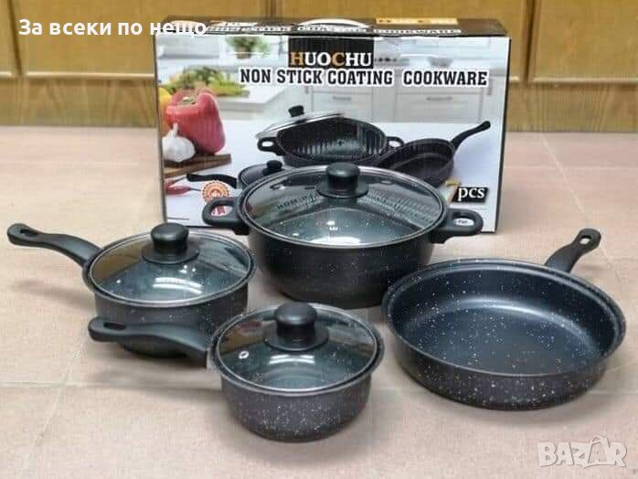 ✨Комплект качествени тенджери 7 части с незалепващо мраморно покритие, снимка 1