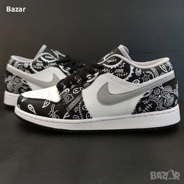 Nike Air Jordan 1 Low Bandana Grafitti Black White Grey Обувки Маратонки Кецове Номер 39 Размер Нови, снимка 1