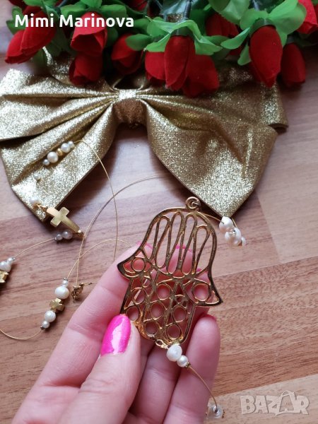 колие с хамса ръката на Фатима златист , снимка 1
