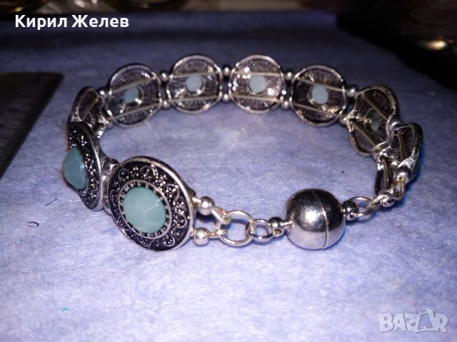 ПОСРЕБРЕНА ЛАКИРАНА АР ДЕКО СТИЛ КРИСТАЛНА ОРНАМЕНТИРАНА ГРИВНА с МАГНИТНА ЗАКОПЧАЛКА 38028, снимка 7 - Гривни - 40837056