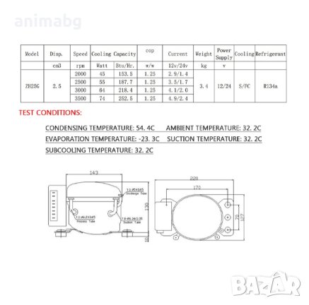 ANIMABG Компресор за хладилник, ZH25G, 12V/24V DC, Минимално налягане на корпуса 35 бара, снимка 6 - Друга електроника - 43823824