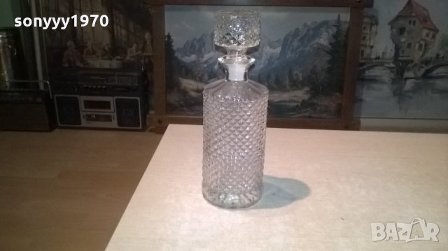 стилна стъклена бутилка с тапа за питиета-28х10см, снимка 6 - Колекции - 27500405