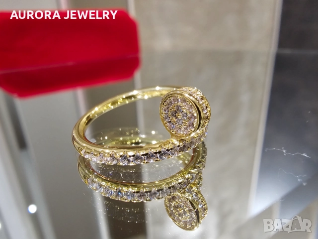 CARTIER Nail Juste un Clou Gold Small Paved Diamonds Пръстен Пирон, снимка 5 - Пръстени - 52972590