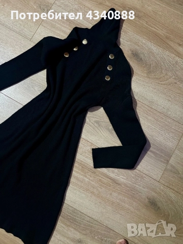 Черна рокля плетиво Zara, снимка 2 - Рокли - 51726808