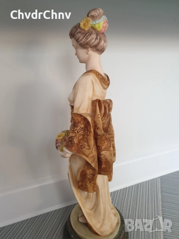 ARNART статуетка мраморен резин 41см-4kg/американска фигура на гейша-японка с цветя, снимка 10 - Статуетки - 52973394
