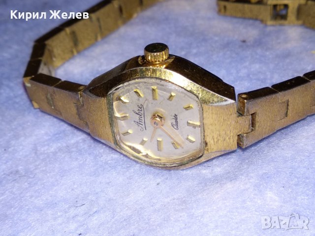 Ambre QUARTZ ПОЗЛАТЕН ДАМСКИ КВАРЦОВ МАРКОВ ВИНТИДЖ ЧАСОВНИК ТИП ГРИВНА 37205, снимка 2 - Дамски - 40196518