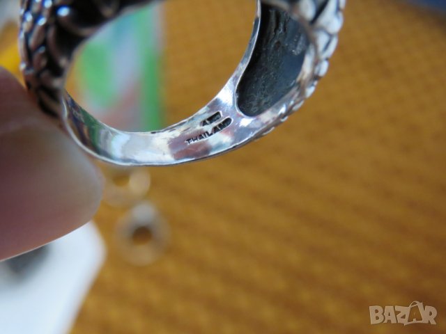 Мъжки сребърен пръстен, Уникалнен дизайнерски  с голям черен оникс сребро, снимка 3 - Пръстени - 26265470