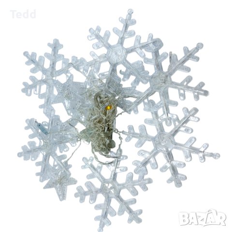 Коледни LED лампички тип завеса с форма на снежинки или елхички, снимка 2 - Декорация за дома - 42894570