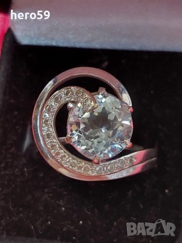 Дамски златен пръстен с аквамарин/злато златни златно/, снимка 2 - Пръстени - 37569242