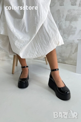 Обувки на платформа - черен лак - FG25 