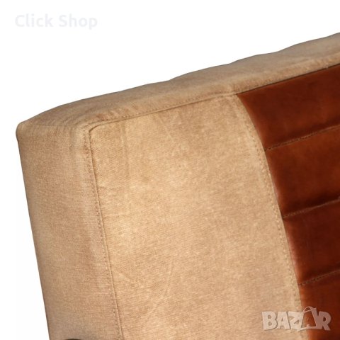 Кресло, кафяво, естествена кожа и канава, снимка 7 - Дивани и мека мебел - 44049582