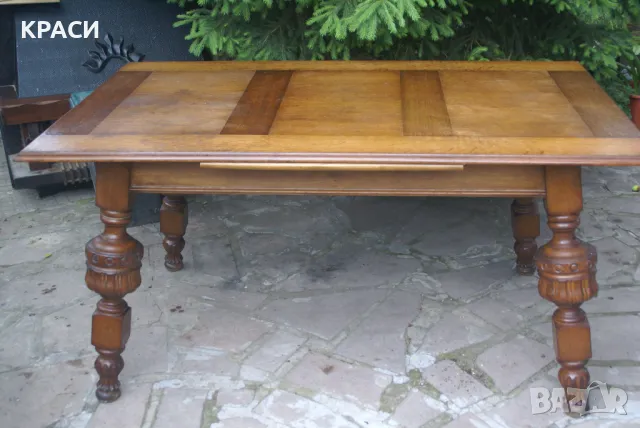 продавам старинна разтегателна маса +6 стола, снимка 4 - Маси - 49693129