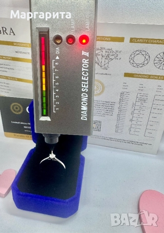 Сребърен пръстен с мойсанит (Диамант) 0.3 карата, снимка 7 - Пръстени - 51536701