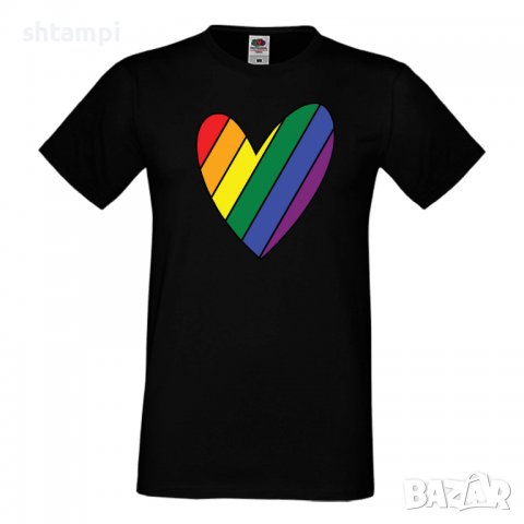 Мъжка тениска Rainbow Heart multicolor Прайд,Празник.Повод,Изненада, снимка 2 - Тениски - 37105236