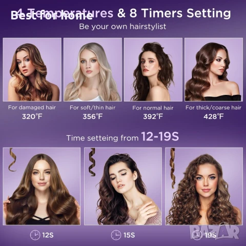  Керамична маша за коса Ushine, автоматично въртяща се на 360°, снимка 2 - Маши за коса - 51217673