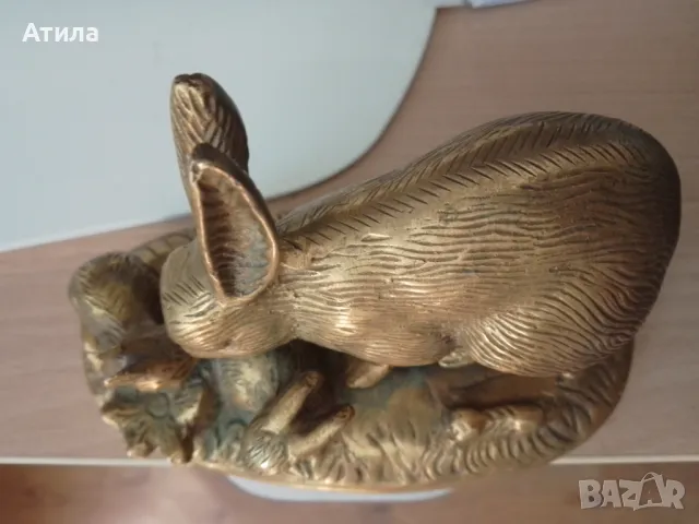 заек статуетка  бронз 12/16 см, снимка 6 - Статуетки - 50149845