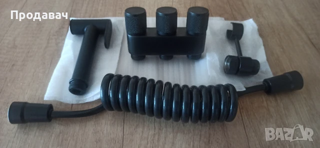 Хигиенен душ за тоалетна/биде с троен кран - ХРОМ,ЧЕРЕН И ОРЪЖЕЙНО СИВ , снимка 5 - Душове - 49027110