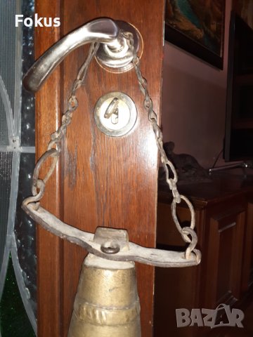 Огромен бронзов чан с кован синджир звънец хлопка камбана, снимка 3 - Антикварни и старинни предмети - 43945798
