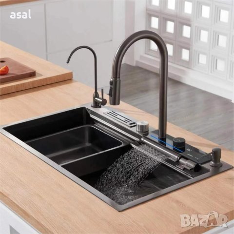 Висококачествена мултифункционална кухненска мивка със смарт смесител, снимка 7 - Мивки - 43775030