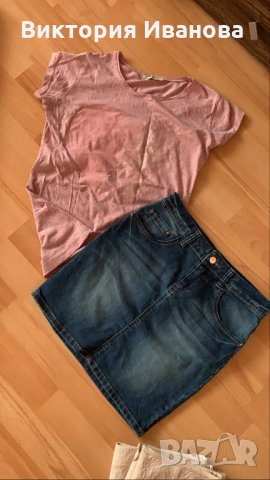 Дънкова пола и тениска 