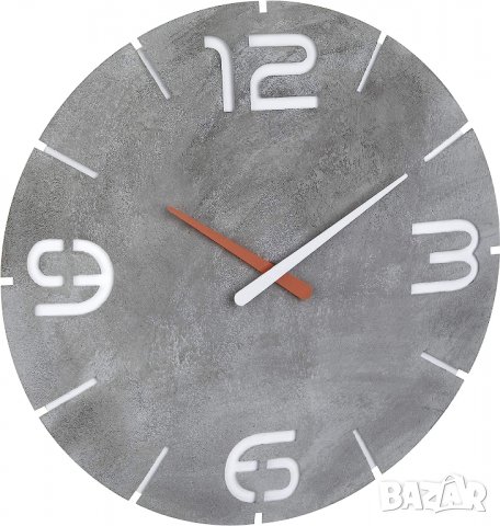 Стенен часовник TFA Dostmann Contour, радиоуправляем часовник, лесен за четене, вид на бетон, снимка 1 - Стенни часовници - 39971557