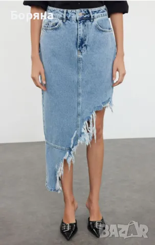 Trendyol нова с етикет асиметрична дънкова пола, снимка 4 - Поли - 49062945